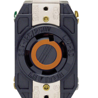 Leviton V-0-MAX 30 amps 125/250 V Single Black Locking Receptacle L14-30R