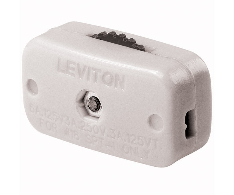 Leviton 3 amps Single Pole Rotary Miniature Cord Switch White