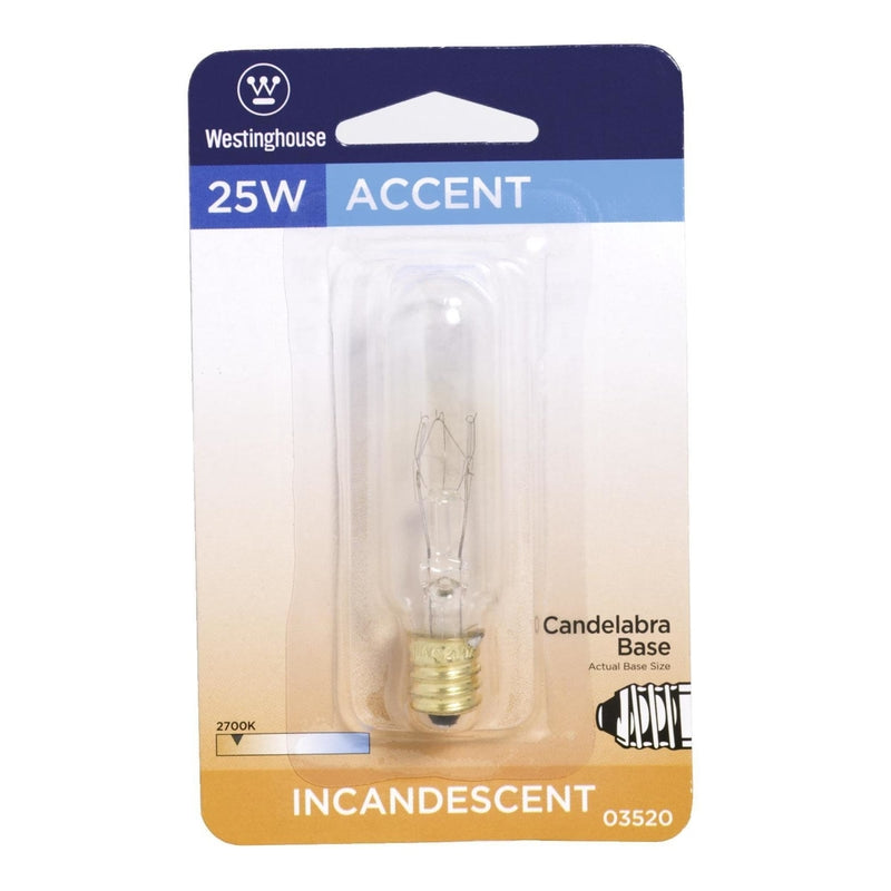 Westinghouse 25 W T6 Specialty Incandescent Bulb E12 (Candelabra) White