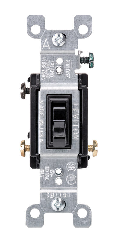Leviton 15 amps Three Pole 3-Way Toggle AC Quiet Switch Black