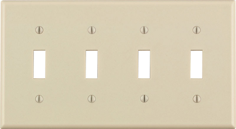 Leviton Almond 4 gang Thermoset Plastic Toggle Wall Plate