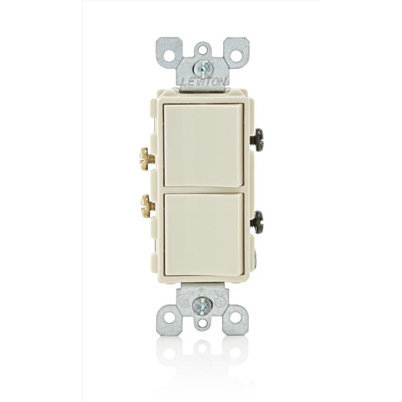 Leviton Decora 15 amps Single Pole Combination AC Quiet Switch Light Almond