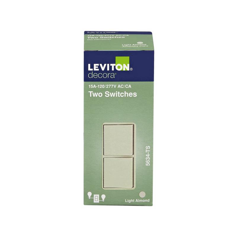 Leviton Decora 15 amps Single Pole Combination AC Quiet Switch Light Almond