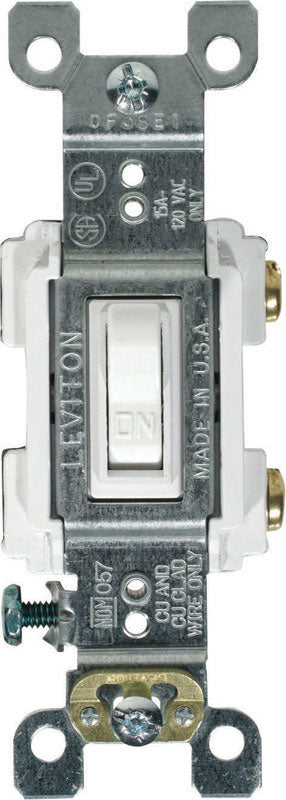 Leviton 15 amps Single Pole Toggle AC Quiet Switch White