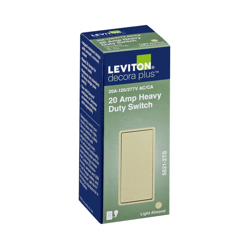 Leviton Decora 20 amps Single Pole Rocker AC Quiet Switch Light Almond