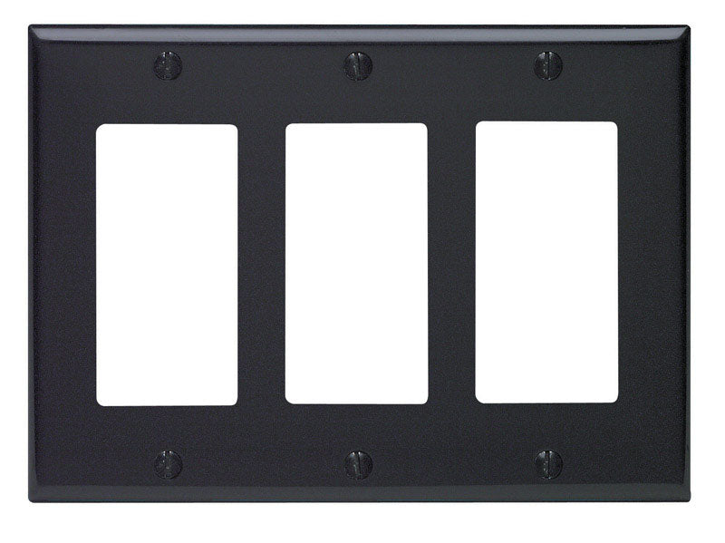 Leviton Black 3 gang Thermoset Plastic Decorator Wall Plate