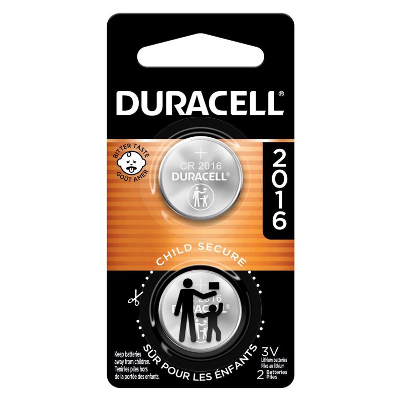 Duracell Lithium Coin 2016 3 V 0.09 mAh Medical Battery 2 pk