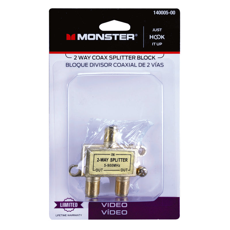 Monster Just Hook It Up 2 Way Coax Splitter 75 ohm 900 MHz