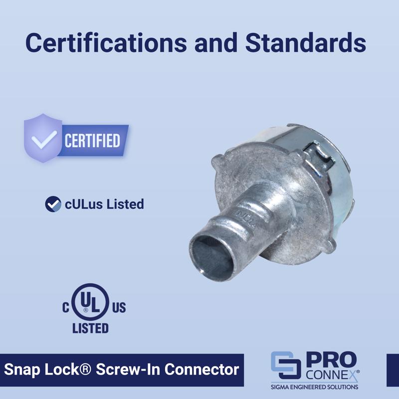 Sigma Electric Snap Lock 3/8 in. D Die-Cast Zinc Screw-In Connector For FMC/RWFMC