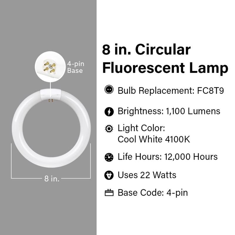 Feit Legacy Bulbs 22 W T9 8.3 in. D X 8.3 in. L Circline Fluorescent Bulb Cool White Circular 4100 K