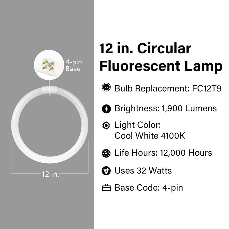 Feit 32 W T9 12 in. D Circline Fluorescent Bulb Cool White Circular 4100 K