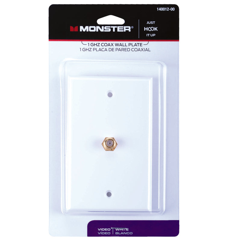 Monster Just Hook It Up White 1 gang Plastic Coaxial Wall Plate