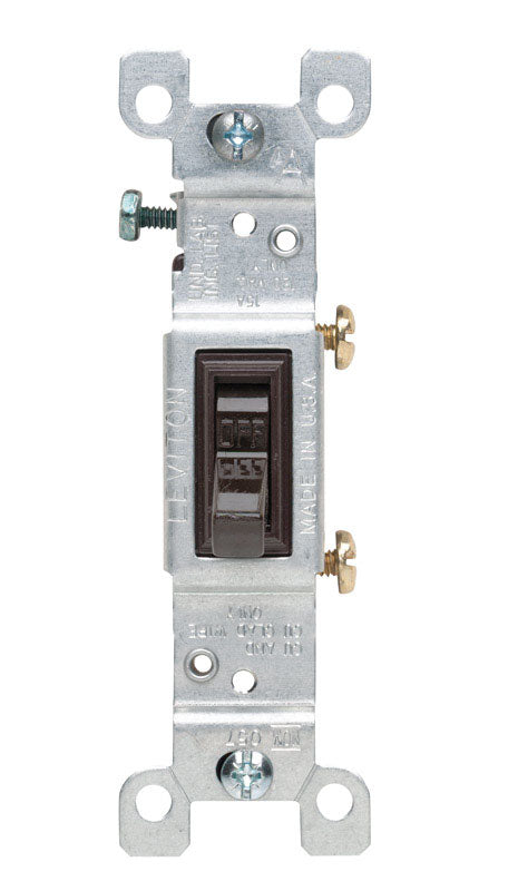 Leviton 15 amps Single Pole Toggle AC Quiet Switch Brown