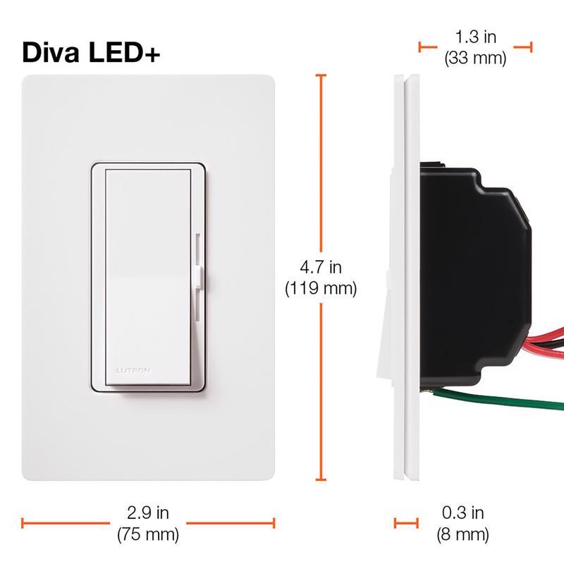 Lutron Diva White 150 W 3-Way Dimmer Switch