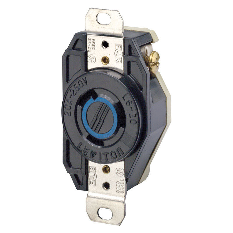 Leviton V-0-MAX 20 amps 250 V Single Black Locking Receptacle L6-20R