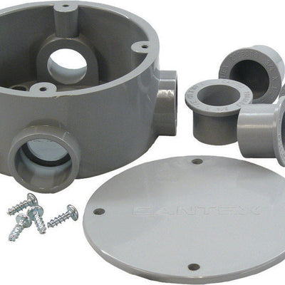 Cantex New and Old Work 15-3/16 cu in Round PVC 1 gang Junction Box Gray