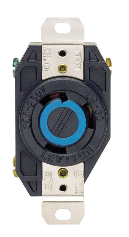 Leviton V-0-MAX 30 amps 250 V Single Black Locking Receptacle L6-30R