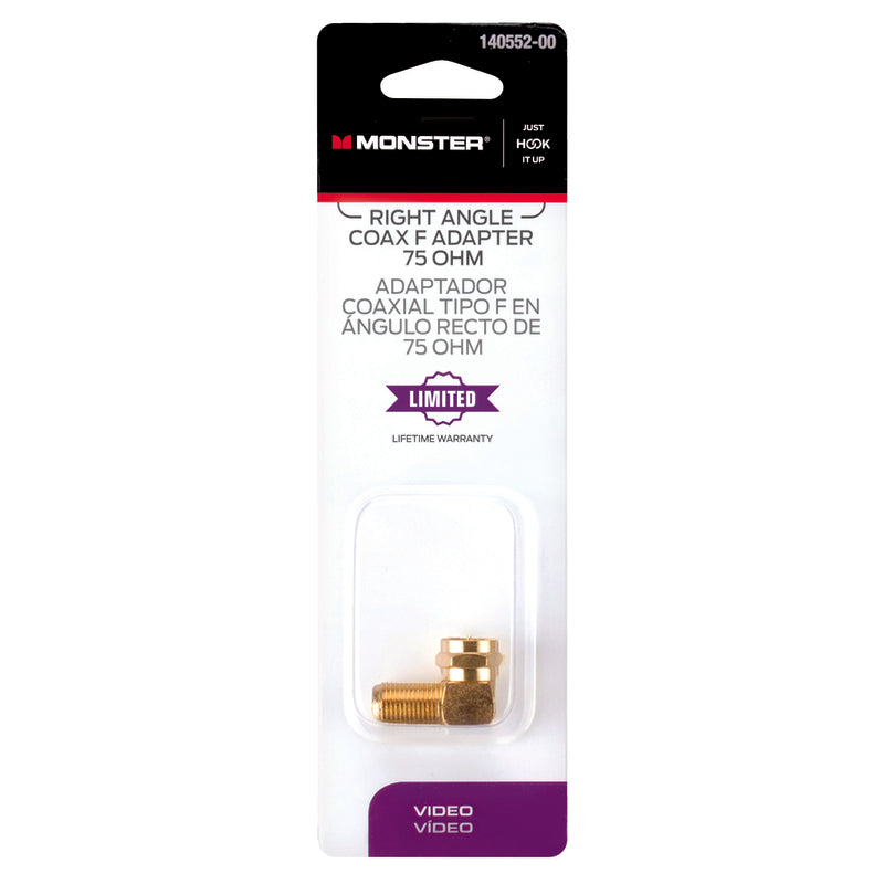 Monster Just Hook It Up Right Angle Coax F Adapter 75 ohm