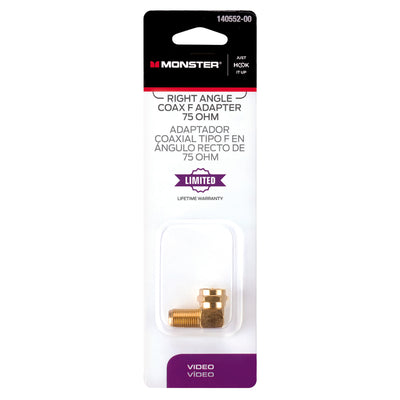 Monster Just Hook It Up Right Angle Coax F Adapter 75 ohm
