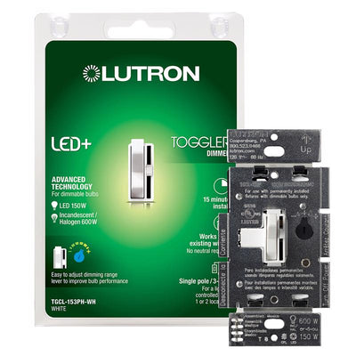Lutron Toggler White 150 W 3-Way Dimmer Switch