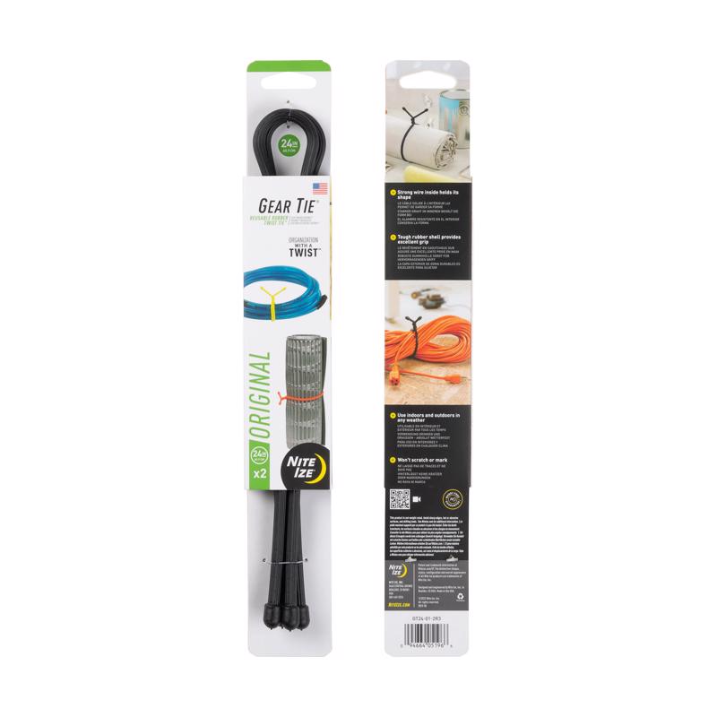 Nite Ize Gear Tie 24 in. L Black Twist Ties 2 pk