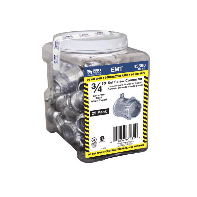 Sigma Electric ProConnex 3/4 in. D Die-Cast Zinc Set Screw Connector For EMT 25 pk