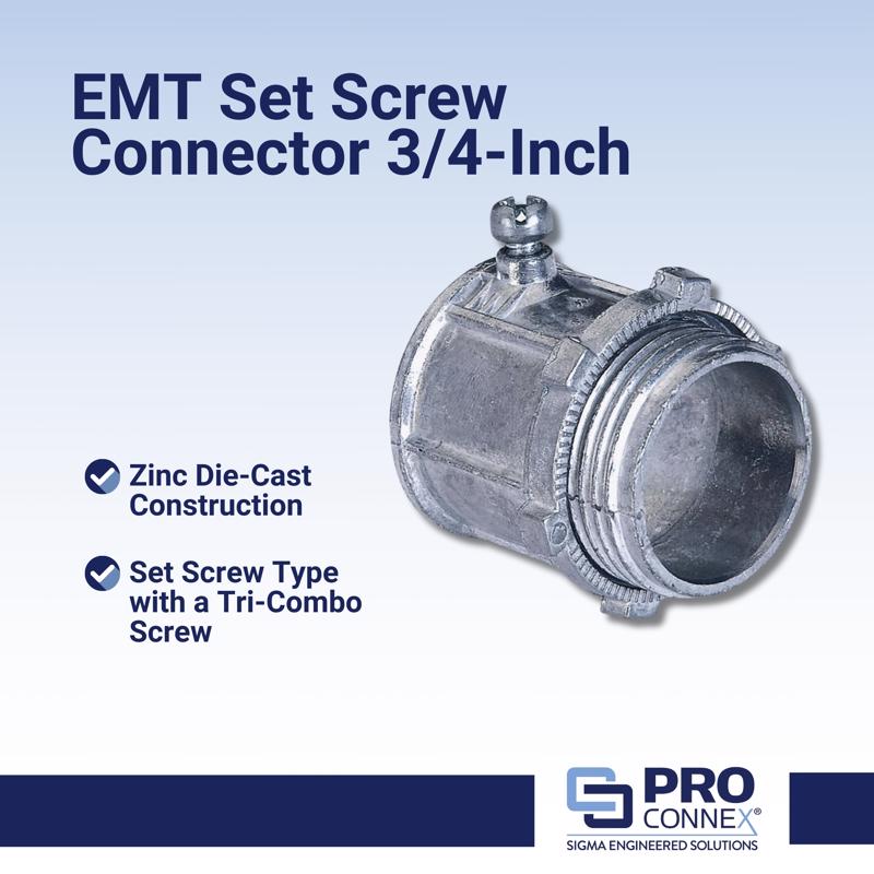Sigma Electric ProConnex 3/4 in. D Die-Cast Zinc Set Screw Connector For EMT 25 pk