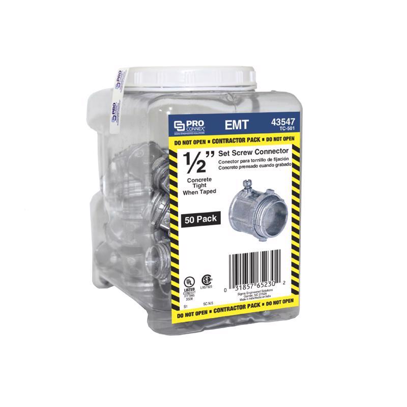 Sigma Electric ProConnex 1/2 in. D Die-Cast Zinc Set Screw Connector For EMT 50 pk