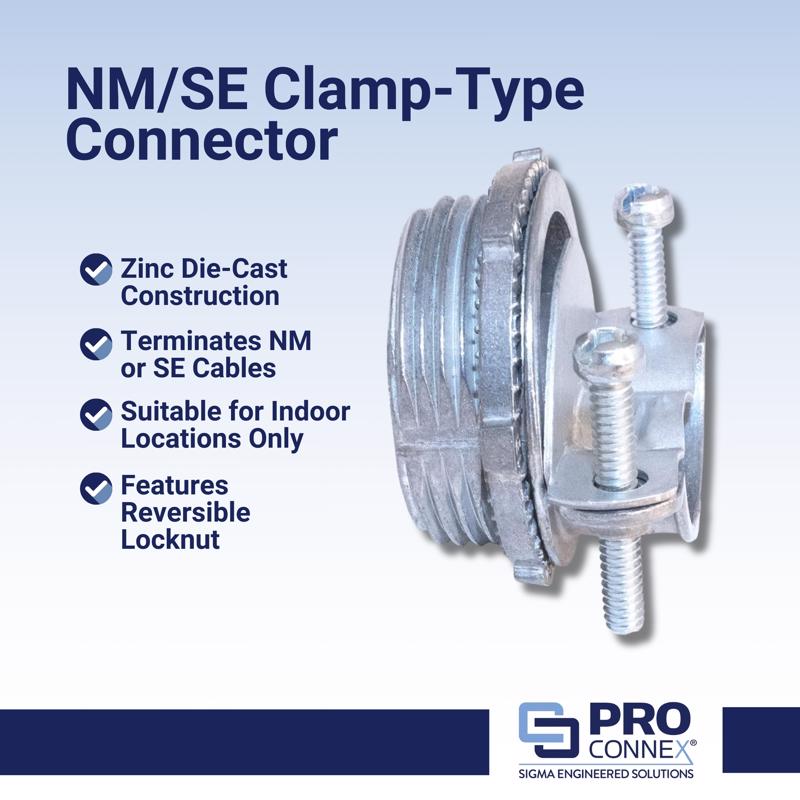 Sigma Electric ProConnex NM/SE Clamp Clamp Connector 3/4 in. D 50 pk