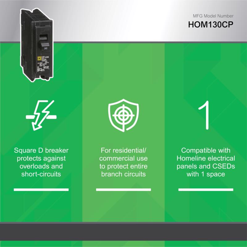 Square D HomeLine 30 amps Surge Single Pole Circuit Breaker