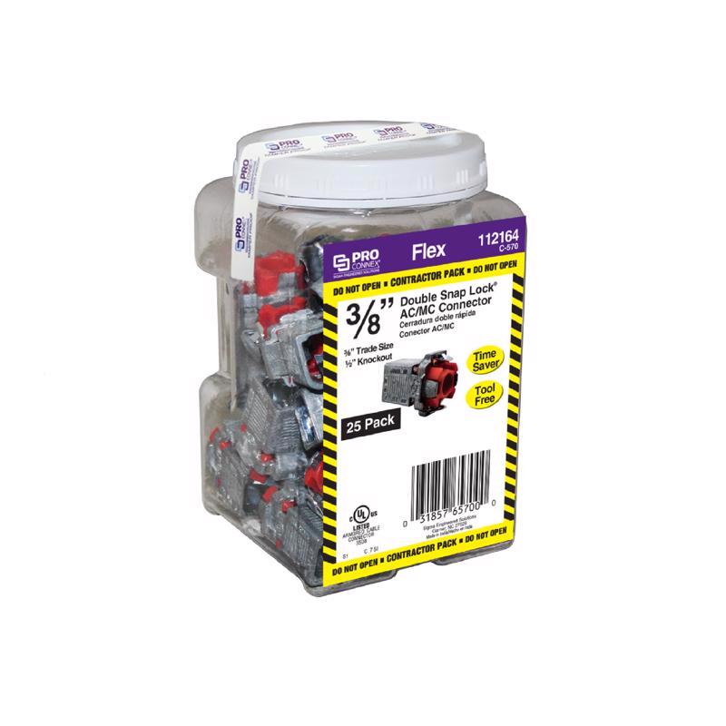 Sigma Electric ProConnex 3/8 in. D Die-Cast Zinc Flex Connector For AC, MC and FMC/RWFMC 25 pk