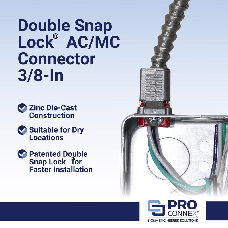 Sigma Electric ProConnex 3/8 in. D Die-Cast Zinc Flex Connector For AC, MC and FMC/RWFMC 25 pk