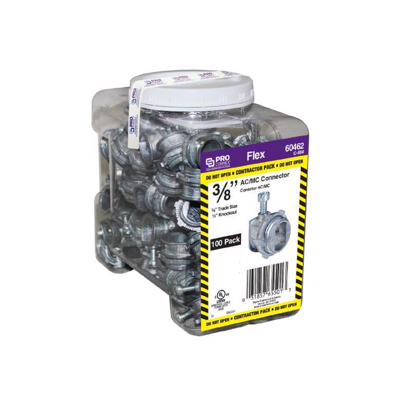 Sigma Electric ProConnex 3/8 in. D Die-Cast Zinc Flex Connector For AC and MC 100 pk
