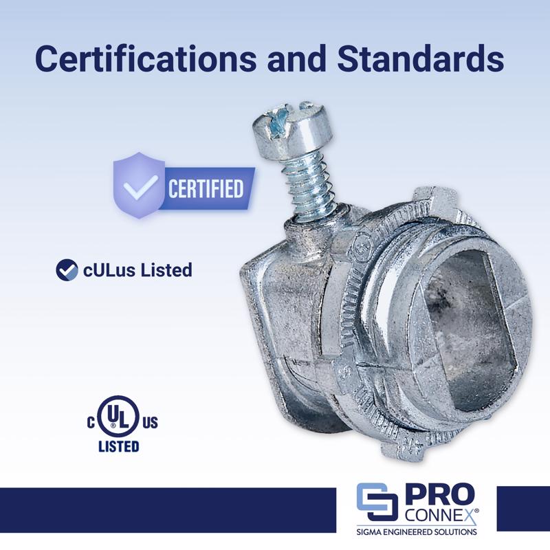 Sigma Electric ProConnex 3/8 in. D Die-Cast Zinc Flex Connector For AC and MC 100 pk