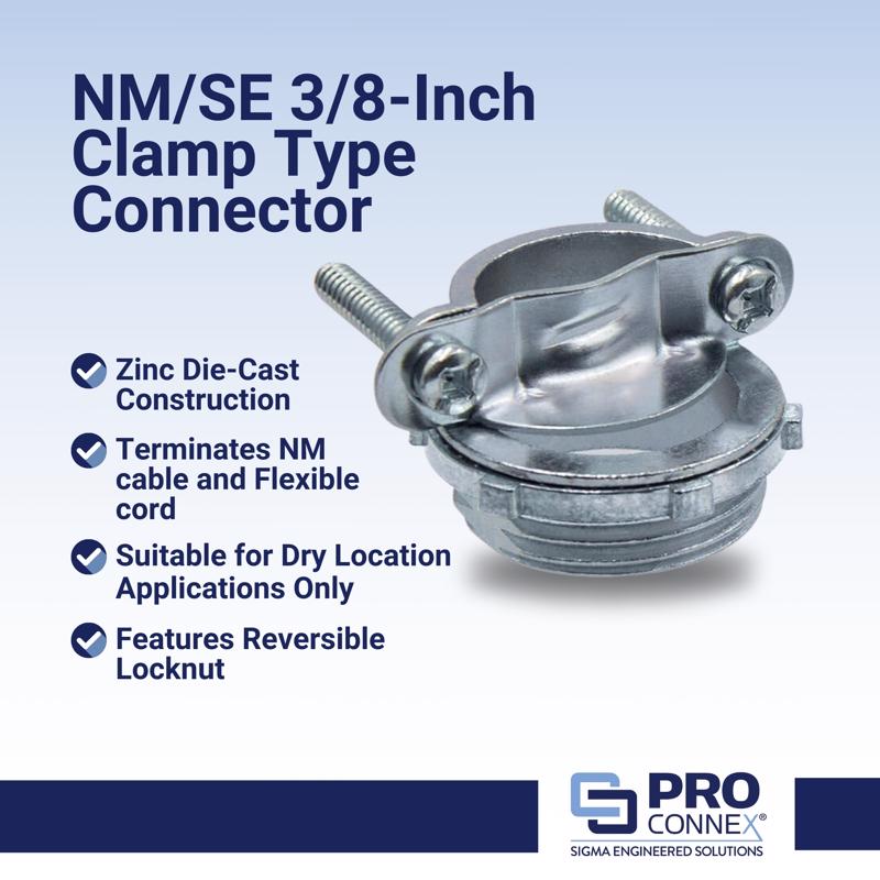Sigma Electric ProConnex NM/SE Clamp Clamp Connector 1/2 in. D 100 pk