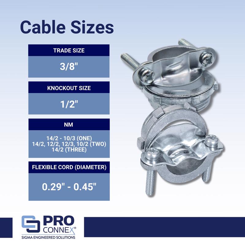 Sigma Electric ProConnex NM/SE Clamp Clamp Connector 1/2 in. D 100 pk