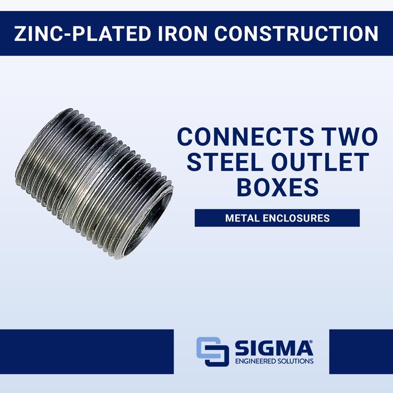 Sigma Engineered Solutions ProConnex 1/2 in. D Zinc-Plated Steel Threaded Nipple For Rigid/IMC