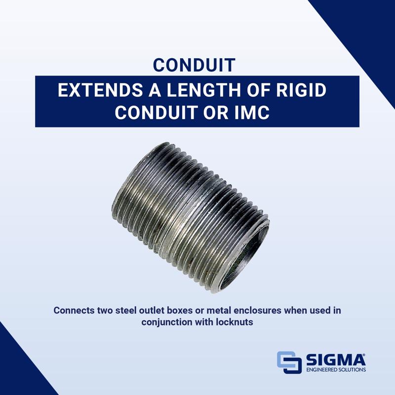 Sigma Engineered Solutions ProConnex 1/2 in. D Zinc-Plated Steel Threaded Nipple For Rigid/IMC