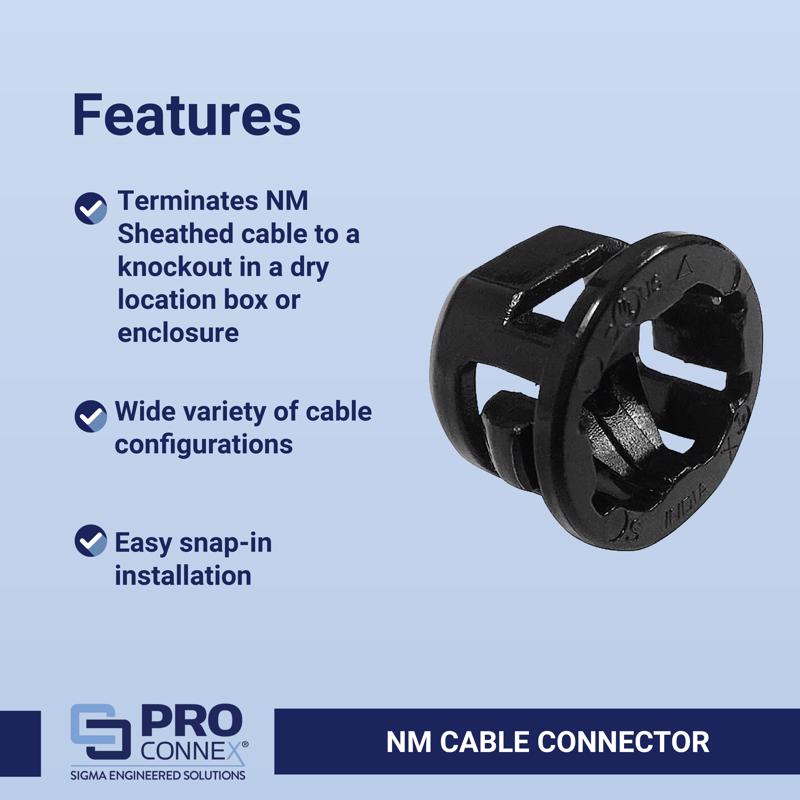 Sigma Electric ProConnex NM Cable Cable Connector 1/2 in. D 100 pk