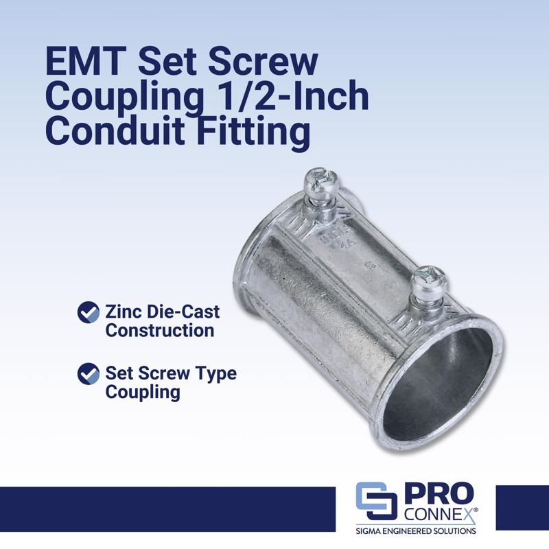 Sigma Electric ProConnex 1/2 in. D Die-Cast Zinc Set Screw Coupling For EMT 50 pk