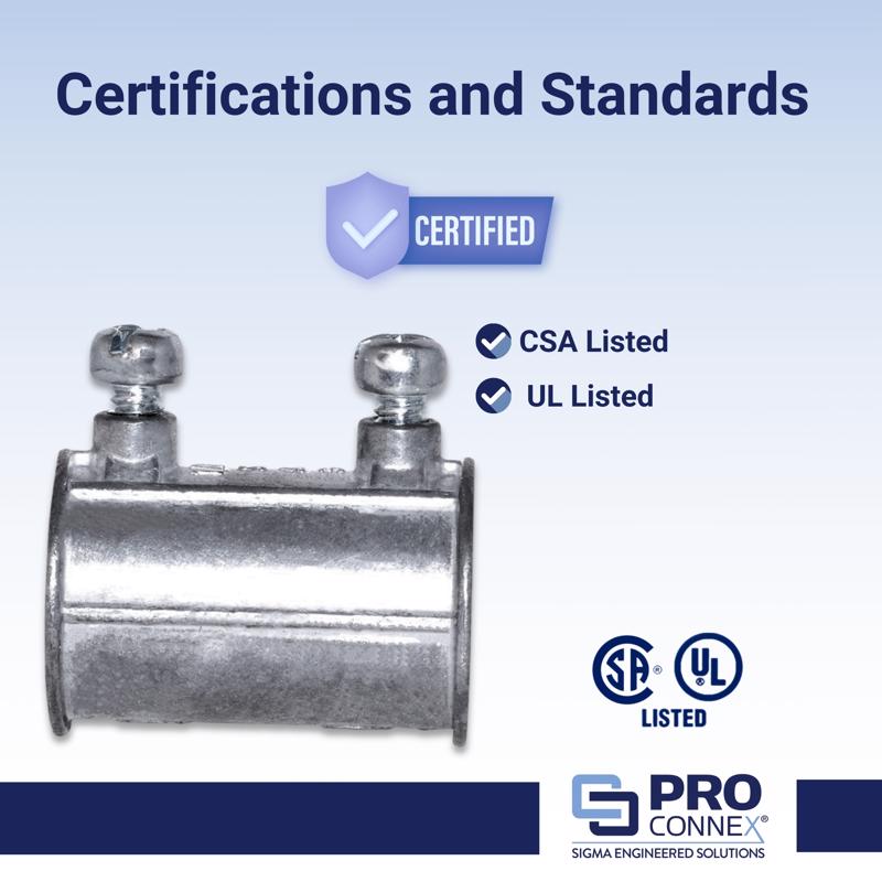 Sigma Electric ProConnex 1/2 in. D Die-Cast Zinc Set Screw Coupling For EMT 50 pk