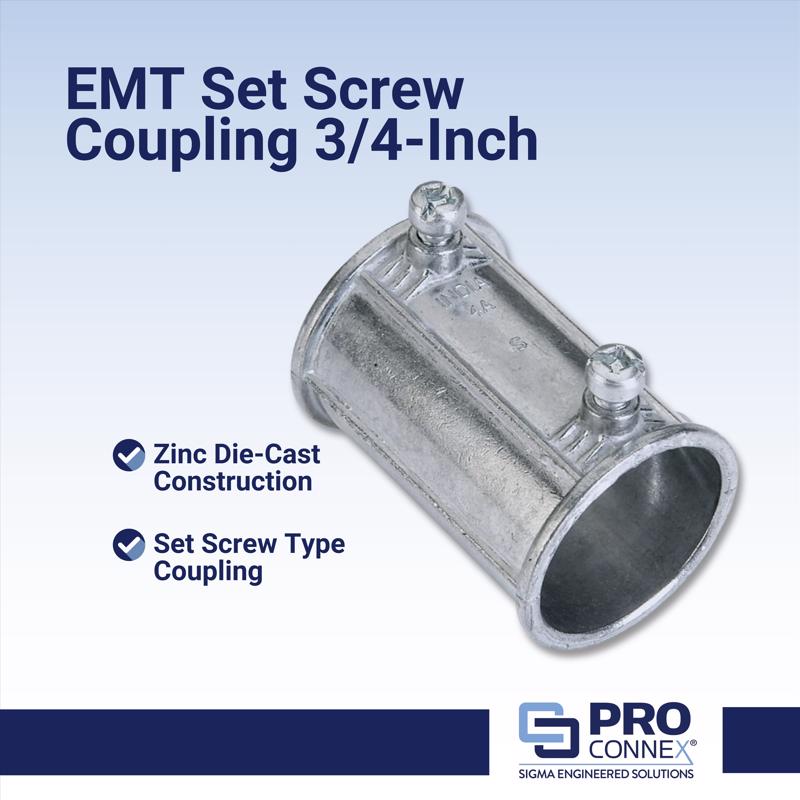 Sigma Electric ProConnex 3/4 in. D Die-Cast Zinc Set Screw Coupling For EMT 25 pk
