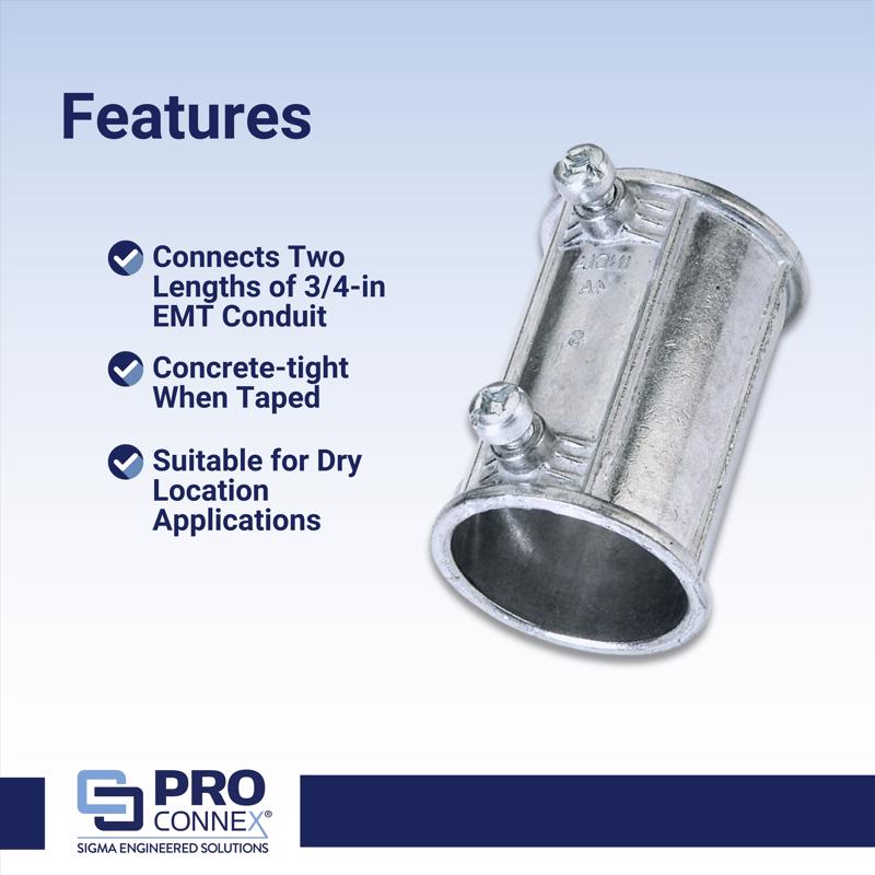 Sigma Electric ProConnex 3/4 in. D Die-Cast Zinc Set Screw Coupling For EMT 25 pk