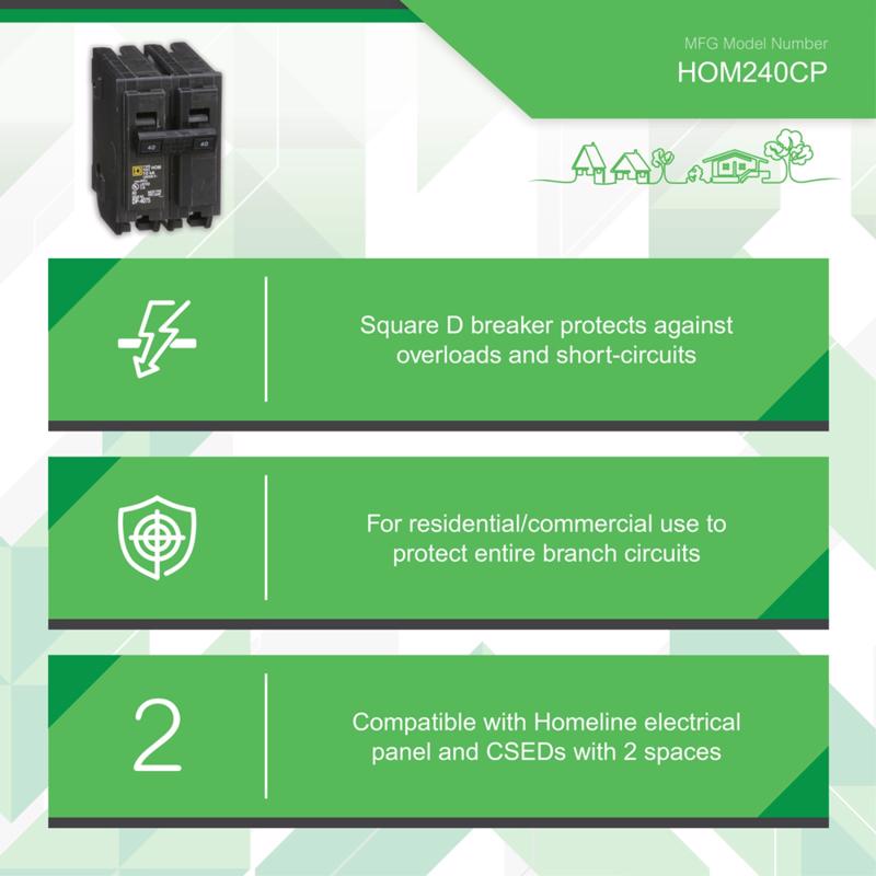 Square D HomeLine 40 amps Surge 2-Pole Circuit Breaker