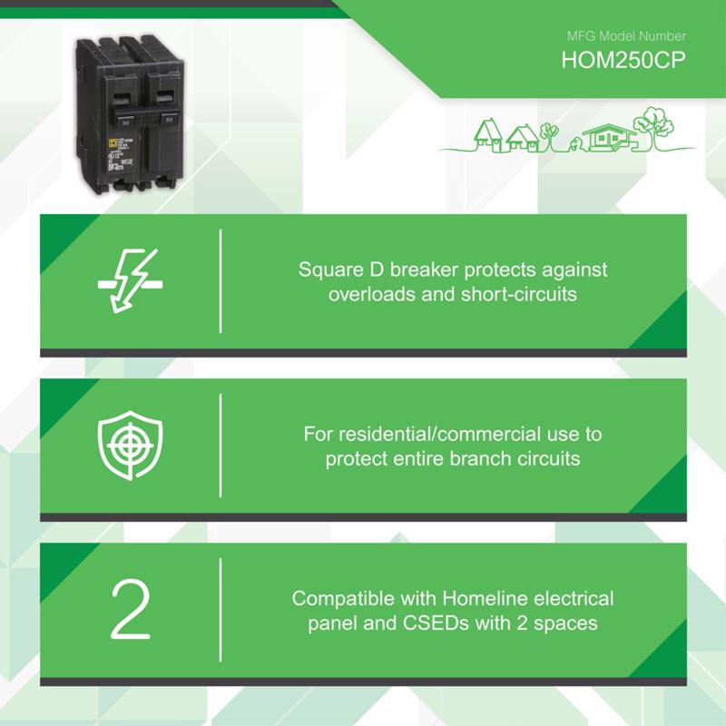 Square D HomeLine 50 amps Plug In 2-Pole Circuit Breaker