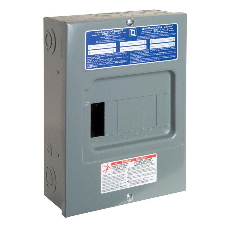 Square D HomeLine 100 amps 120/240 V 6 space 12 circuits Surface Mount Main Lug Load Center