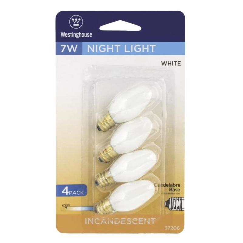 Westinghouse 7 W C7 Specialty Incandescent Bulb E12 (Candelabra) White 4 pk