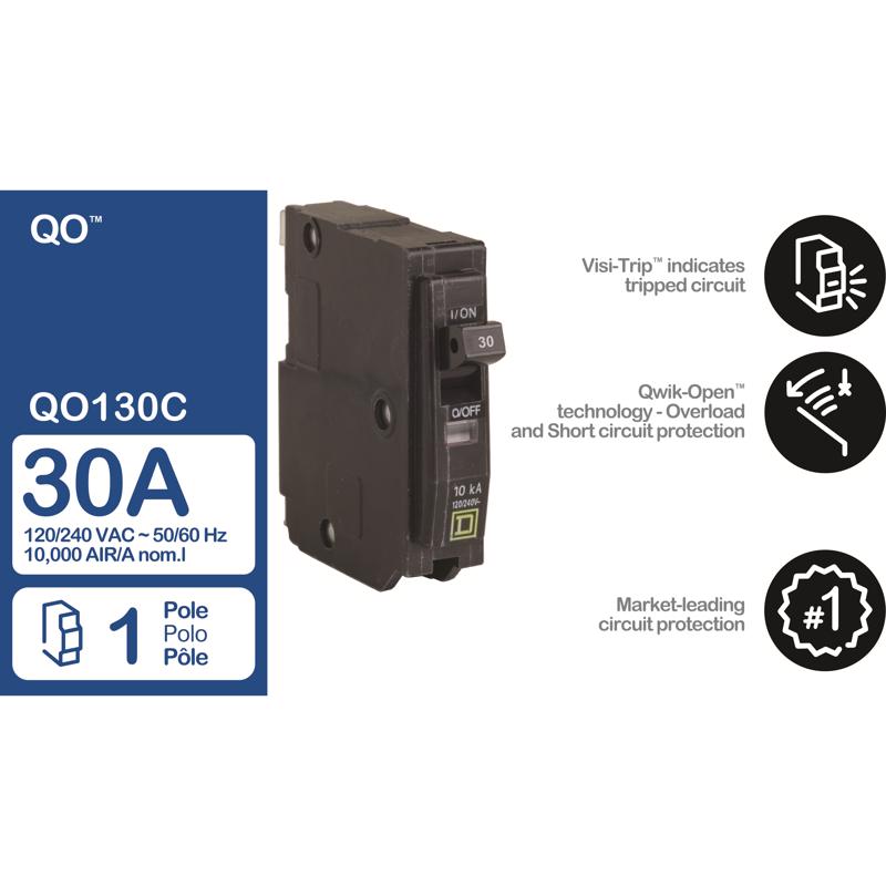 Square D QO 30 amps Plug In Single Pole Circuit Breaker