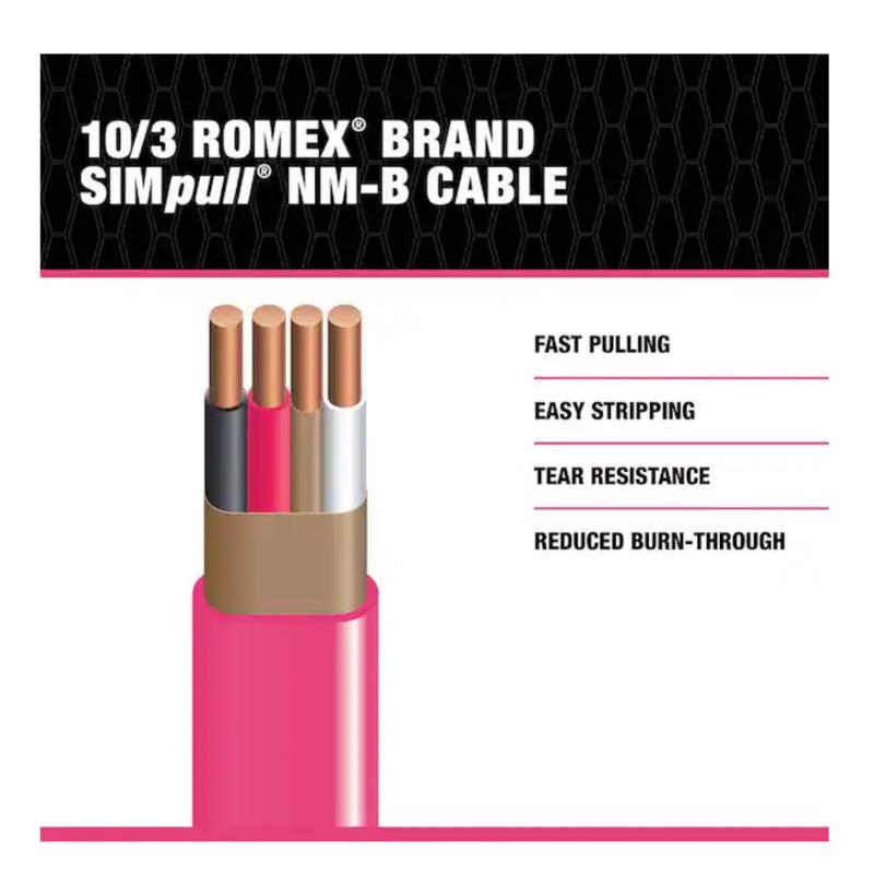 Southwire 15 ft. 10/3 Solid Romex Type NM-B WG Non-Metallic Wire