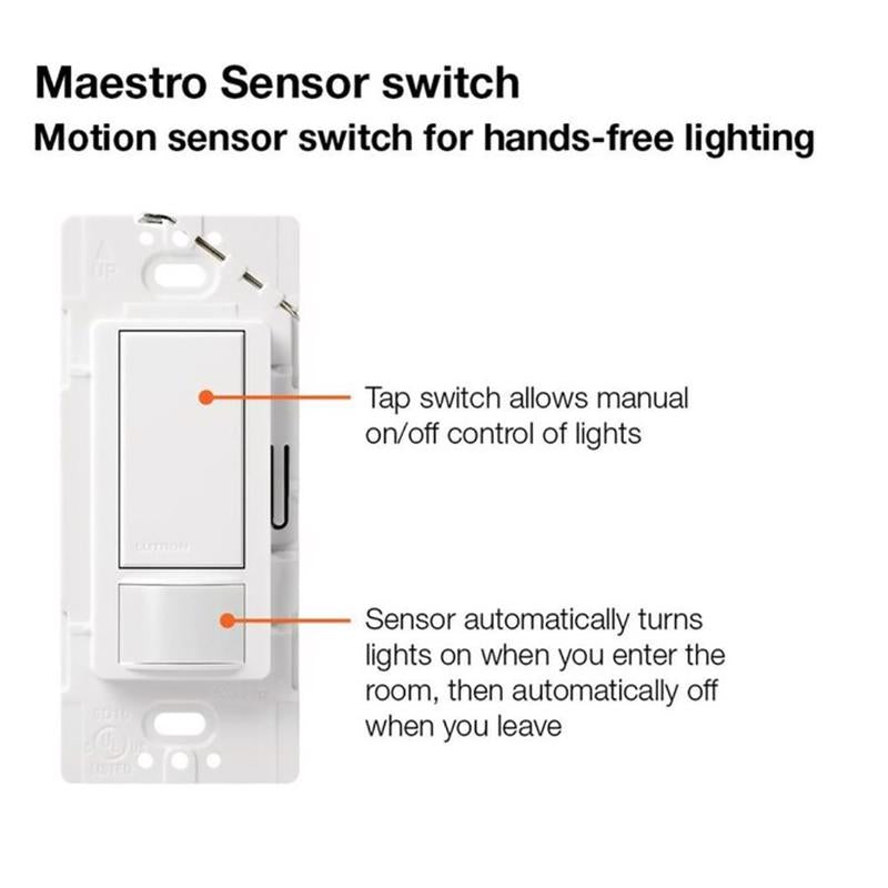 Lutron Maestro Occupancy 2 amps Single Pole Motion Sensor Switch Ivory